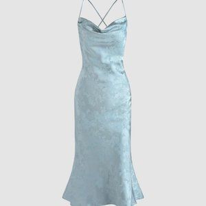 Cider Periwinkle Floral Pattern Midi Dress Plus NWOT